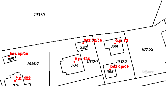 Holubov 44186673 na parcele st. 330 v KÚ Třísov, Katastrální mapa