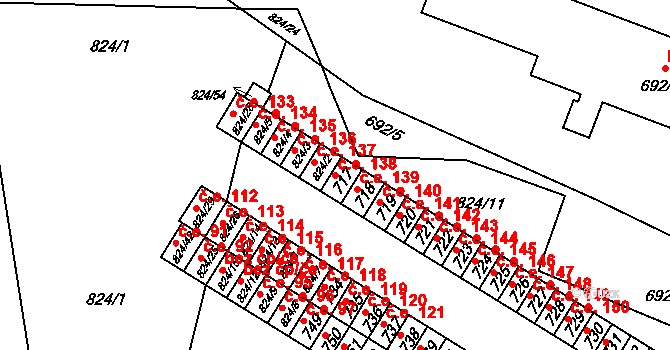Šumbark 138, Havířov na parcele st. 717 v KÚ Šumbark, Katastrální mapa