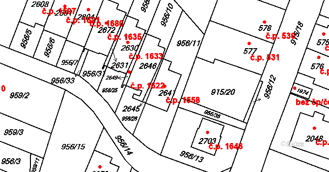 Kateřinky 1558, Opava na parcele st. 2641 v KÚ Kateřinky u Opavy, Katastrální mapa