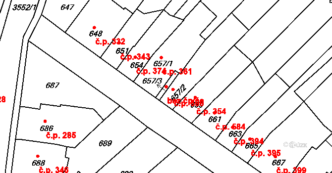 Brno 45523673 na parcele st. 657/3 v KÚ Bosonohy, Katastrální mapa