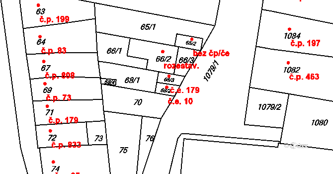 Chrlice 10, Brno na parcele st. 68/2 v KÚ Chrlice, Katastrální mapa