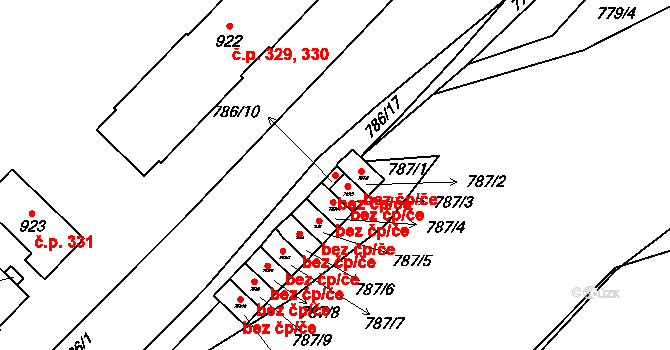 Komárov 48879673 na parcele st. 786/10 v KÚ Komárov u Hořovic, Katastrální mapa