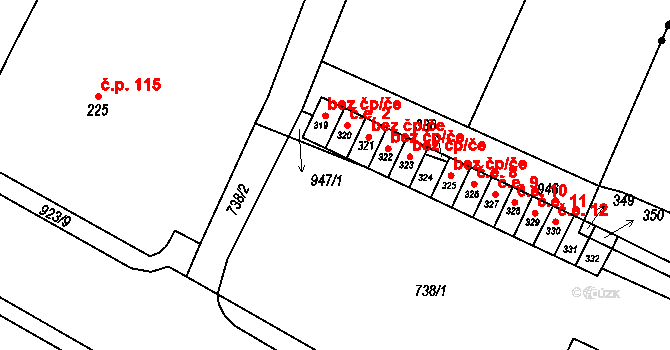 Doksany 49504673 na parcele st. 319 v KÚ Doksany, Katastrální mapa