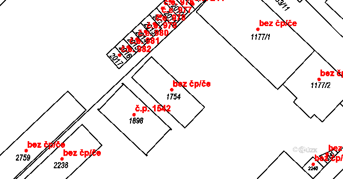 Tišnov 49909673 na parcele st. 1754 v KÚ Tišnov, Katastrální mapa