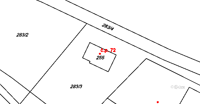 Jablonná 72, Neveklov na parcele st. 255 v KÚ Jablonná nad Vltavou, Katastrální mapa