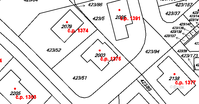 Hluboká nad Vltavou 1375 na parcele st. 2003 v KÚ Hluboká nad Vltavou, Katastrální mapa