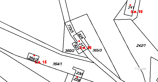 Kovářov 16, Bojanov na parcele st. 217 v KÚ Kovářov u Seče, Katastrální mapa