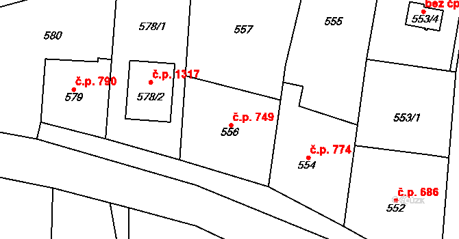 Nýřany 749 na parcele st. 556 v KÚ Nýřany, Katastrální mapa