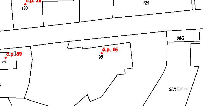 Slavětín nad Metují 15 na parcele st. 95 v KÚ Slavětín nad Metují, Katastrální mapa