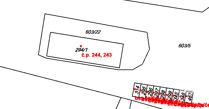 Teplice nad Metují 243 na parcele st. 294/1 v KÚ Teplice nad Metují, Katastrální mapa