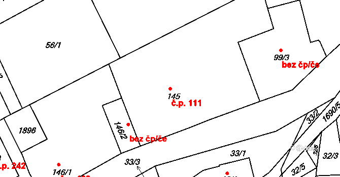 Šanov 111 na parcele st. 145 v KÚ Šanov u Rakovníka, Katastrální mapa