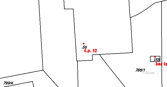 Markvartice 12, Zubčice na parcele st. 56 v KÚ Zubčice, Katastrální mapa
