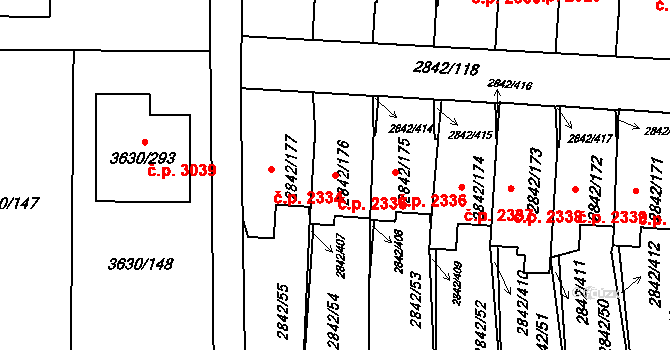 Louny 2335 na parcele st. 2842/176 v KÚ Louny, Katastrální mapa