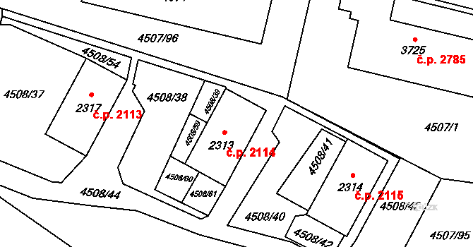 Žatec 2114 na parcele st. 2313 v KÚ Žatec, Katastrální mapa