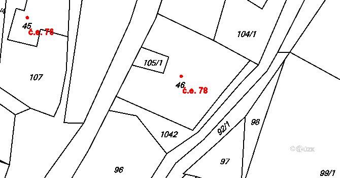 Čermná 78, Libouchec na parcele st. 46 v KÚ Čermná u Libouchce, Katastrální mapa