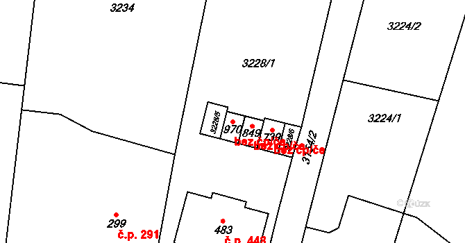 Lysice 95970673 na parcele st. 970 v KÚ Lysice, Katastrální mapa