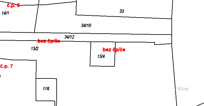 Slaný 101449674 na parcele st. 13/4 v KÚ Trpoměchy, Katastrální mapa