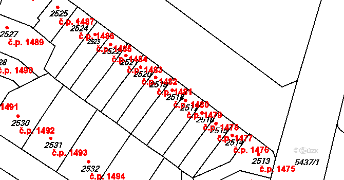 Znojmo 1480 na parcele st. 2518 v KÚ Znojmo-město, Katastrální mapa