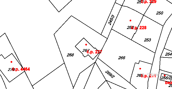 Proseč nad Nisou 227, Jablonec nad Nisou na parcele st. 267 v KÚ Proseč nad Nisou, Katastrální mapa