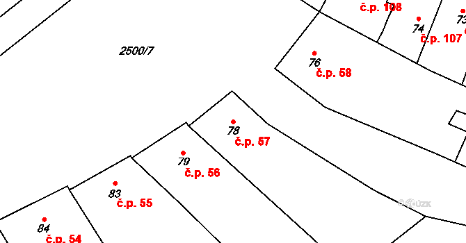 Chvalkovice na Hané 57, Ivanovice na Hané na parcele st. 78 v KÚ Chvalkovice na Hané, Katastrální mapa