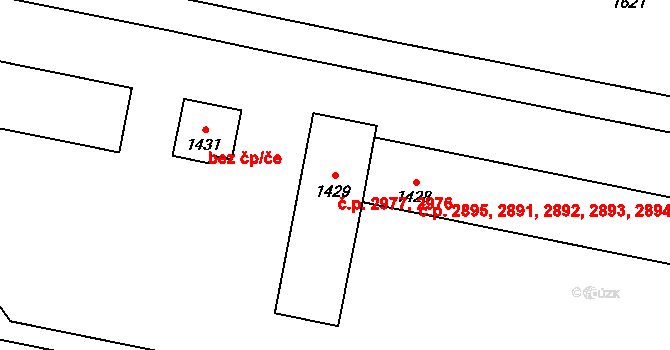 Kladno 2976,2977 na parcele st. 1429 v KÚ Kladno, Katastrální mapa