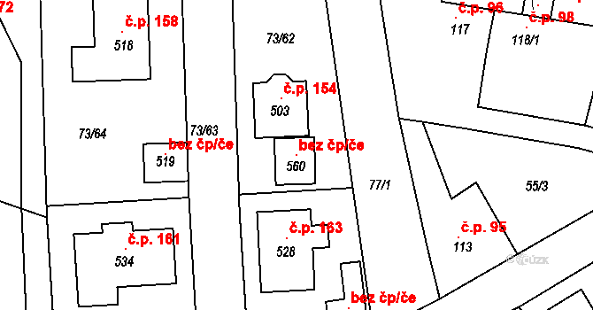 Neratovice 146116674 na parcele st. 560 v KÚ Byškovice, Katastrální mapa
