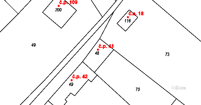Kyškovice 41 na parcele st. 48 v KÚ Kyškovice, Katastrální mapa