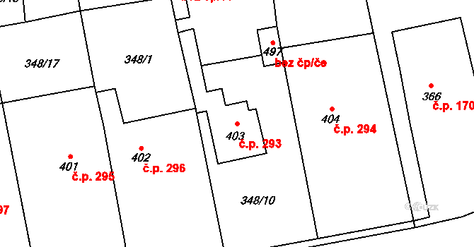 Straškov 293, Straškov-Vodochody na parcele st. 403 v KÚ Straškov, Katastrální mapa