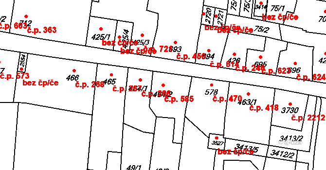 Hořice 585 na parcele st. 464/2 v KÚ Hořice v Podkrkonoší, Katastrální mapa
