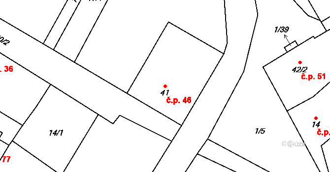Roseč 46 na parcele st. 41 v KÚ Roseč, Katastrální mapa