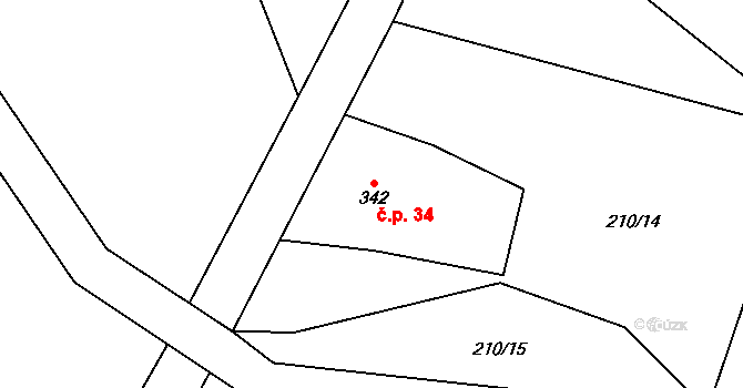Arnoštov 34, Křišťanov na parcele st. 342 v KÚ Křišťanov, Katastrální mapa