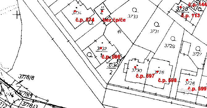 Poděbrady III 596, Poděbrady na parcele st. 3732/1 v KÚ Poděbrady, Katastrální mapa