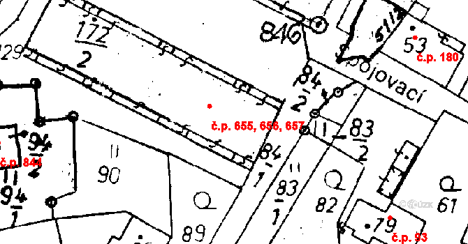 Rychnov u Jablonce nad Nisou 655,656,657 na parcele st. 172/2 v KÚ Rychnov u Jablonce nad Nisou, Katastrální mapa