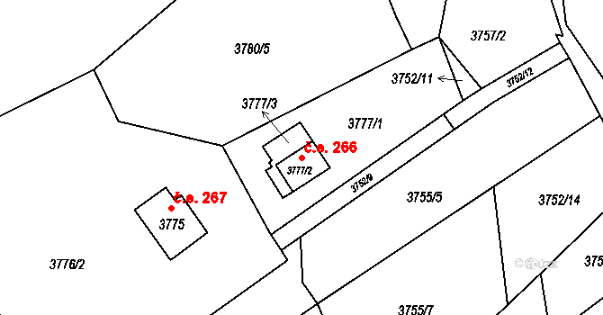 Frýdlant 266, Frýdlant nad Ostravicí na parcele st. 3777/2 v KÚ Frýdlant nad Ostravicí, Katastrální mapa
