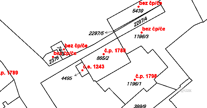 Cheb 1788 na parcele st. 865/2 v KÚ Cheb, Katastrální mapa