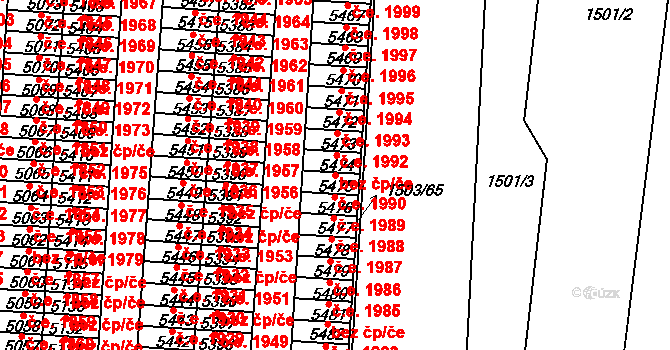 Cheb 1990 na parcele st. 5475 v KÚ Cheb, Katastrální mapa