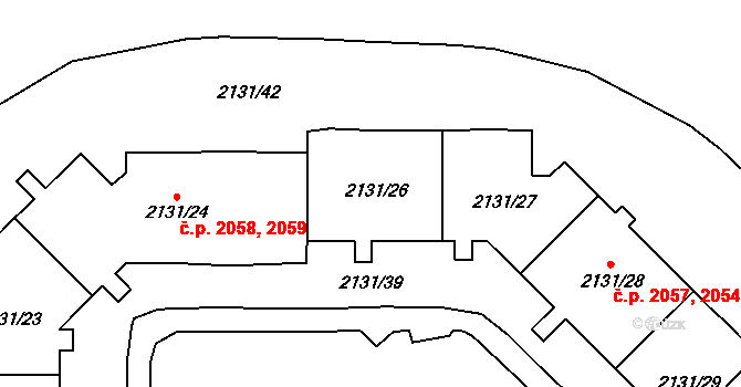Stodůlky 2057, Praha na parcele st. 2131/26 v KÚ Stodůlky, Katastrální mapa
