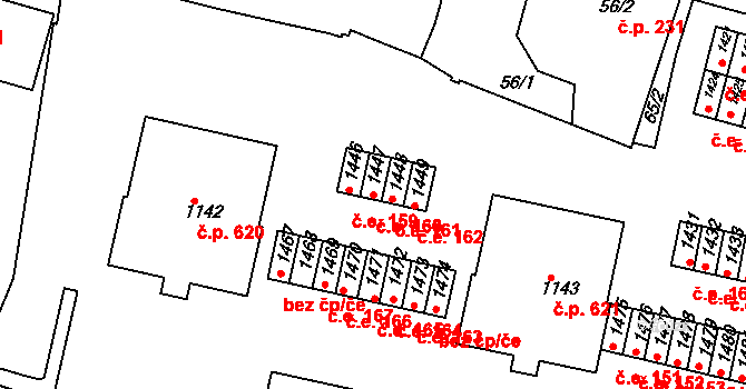 Rosice 160 na parcele st. 1447 v KÚ Rosice u Brna, Katastrální mapa