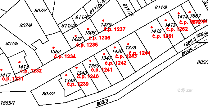 Slaný 1242 na parcele st. 1347 v KÚ Slaný, Katastrální mapa