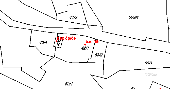 Ovesná 15, Benešov nad Ploučnicí na parcele st. 42/1 v KÚ Ovesná, Katastrální mapa