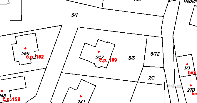Vyskytná nad Jihlavou 159 na parcele st. 247 v KÚ Vyskytná nad Jihlavou, Katastrální mapa