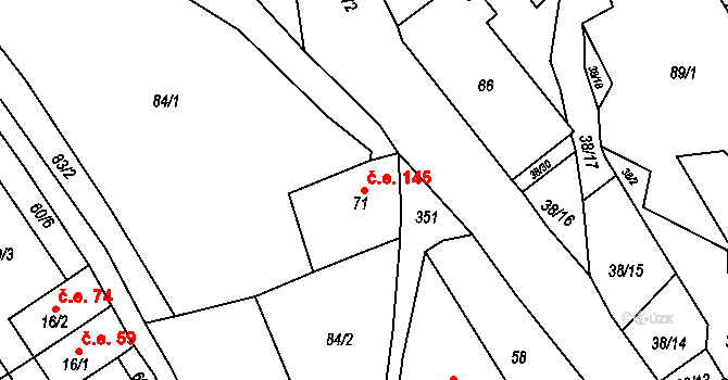 Vykmanov 145, Perštejn na parcele st. 71 v KÚ Vykmanov u Měděnce, Katastrální mapa