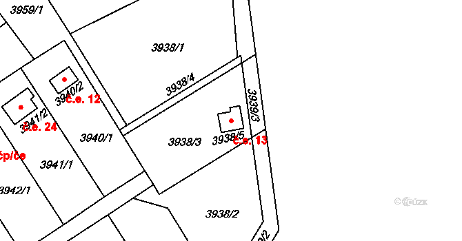 Vendryně 13 na parcele st. 3938/5 v KÚ Vendryně, Katastrální mapa