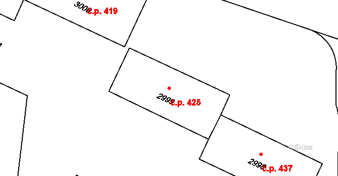 Předměstí 425, Litoměřice na parcele st. 2999 v KÚ Litoměřice, Katastrální mapa