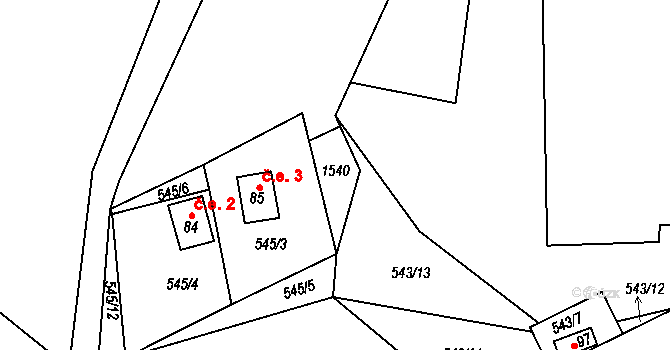 Čachotín 3 na parcele st. 85 v KÚ Čachotín, Katastrální mapa