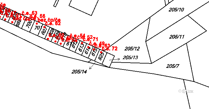 Luka nad Jihlavou 63 na parcele st. 615 v KÚ Luka nad Jihlavou, Katastrální mapa