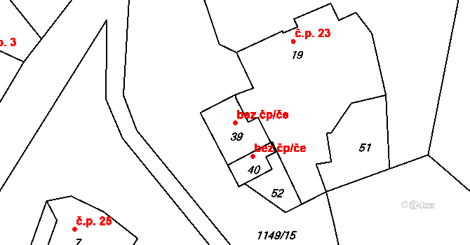 Třešovice 40752674 na parcele st. 39 v KÚ Třešovice, Katastrální mapa