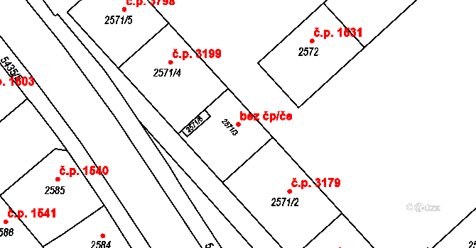 Znojmo 3954 na parcele st. 2571/3 v KÚ Znojmo-město, Katastrální mapa