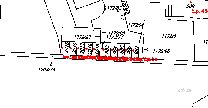 Dobřany 41892674 na parcele st. 983 v KÚ Dobřany, Katastrální mapa