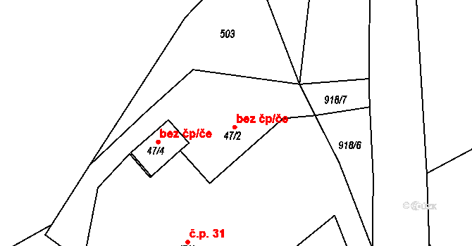 Lípa 44559674 na parcele st. 47/2 v KÚ Lípa u Havlíčkova Brodu, Katastrální mapa